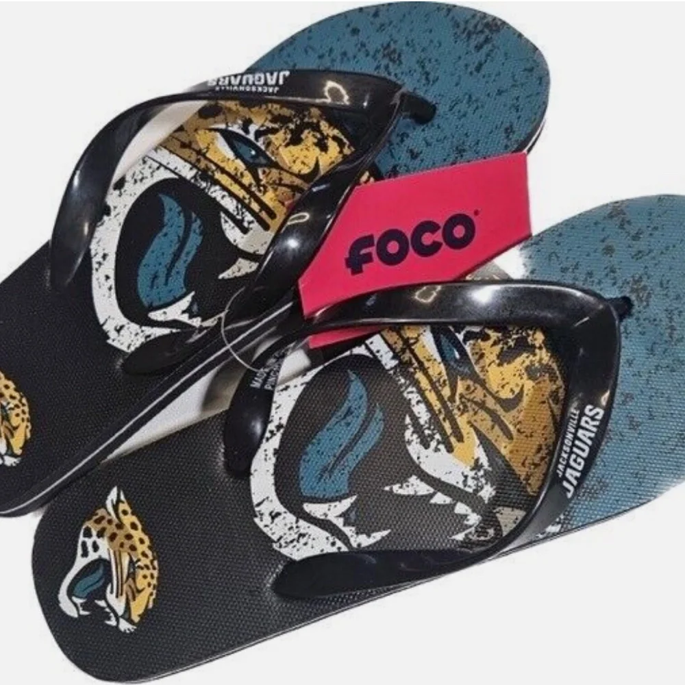 Jacksonville Jaguars Sandals Flip Flops‎ Shoes Mens Medium NFL Football FOCO
